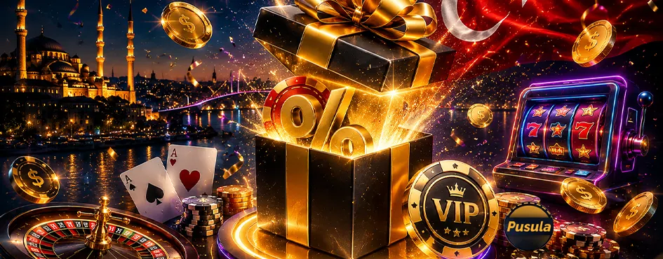 Boğaz manzarası önünde VIP jetonu ve altın hediye kutusu